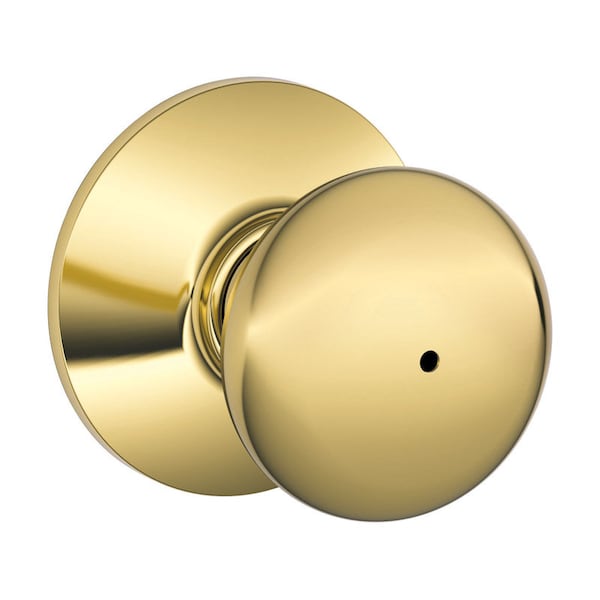 Schlage Schlage Plymouth Bright Brass Privacy Lockset 1-3/4 in. F40VPLY605 - main